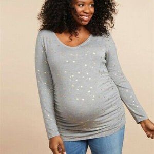 2X Motherhood Maternity Gray Long Sleeve Top